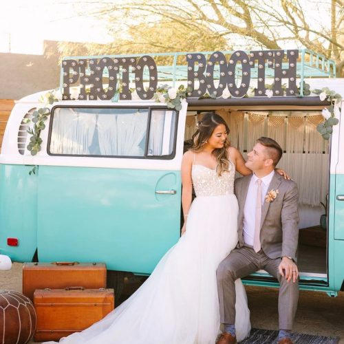 Happy Camper Photo Bus Desert Wedding
